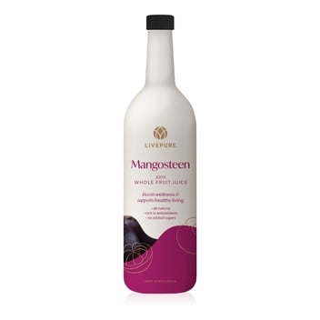 livepure mangosteen superfruit juice. all natural. 100% pure. no added sugars. kosher.