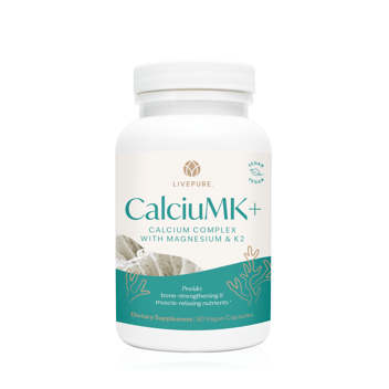 livepure calciumk+ capsules, calcium complex with magnesium and k2, supplement for bones and muscle relaxation