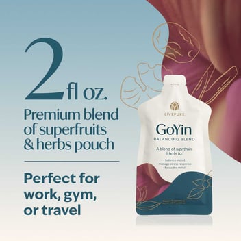 GoYin Pouches deliver a great-tasting superfruit and botanical blend to support calm, focus, and a positive mood