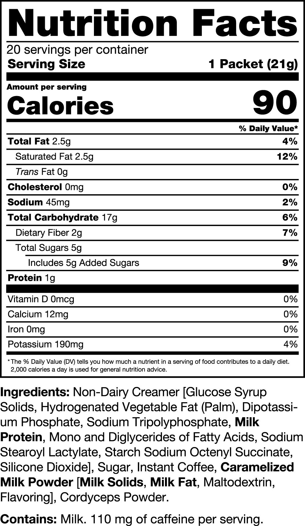 PureCafé Latte - Latte Blend with Cordyceps product label