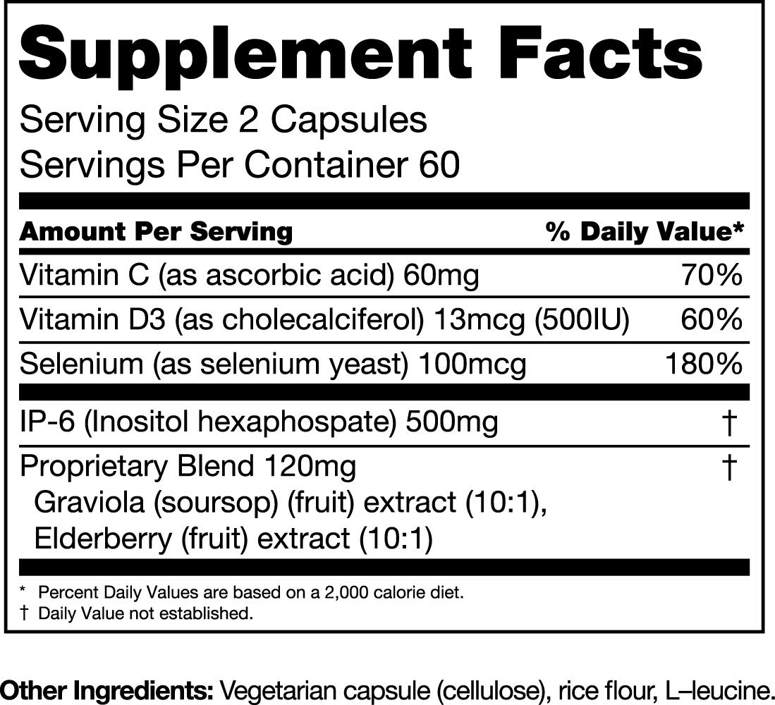 Immune6 Supplement Facts label