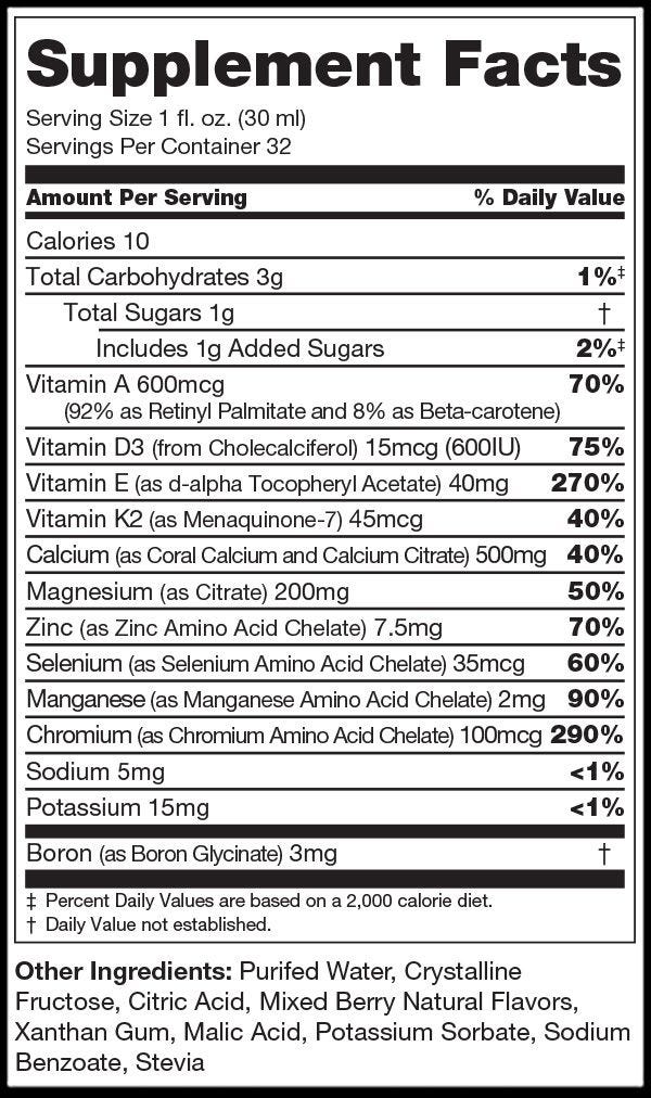 CalciuMK+ Liquid Supplement Facts label