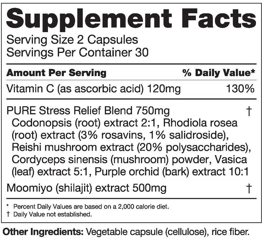 Serene Supplement Facts label
