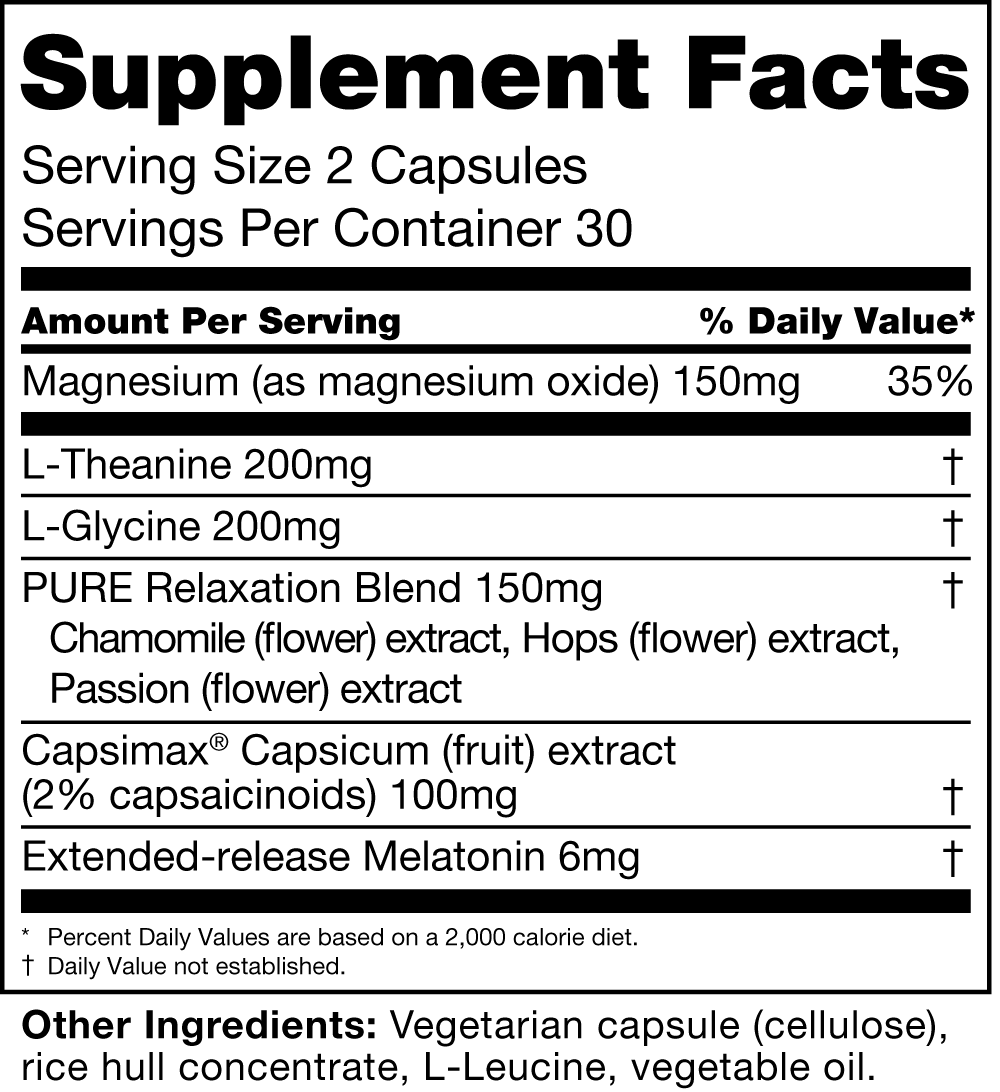 SleepTrim Supplement Facts label
