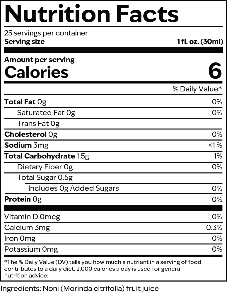 Noni product label